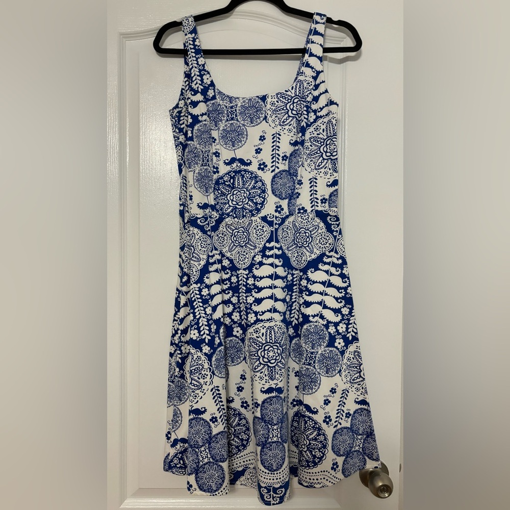 Blue and White Paisley Dress